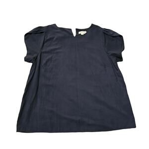 Molly Bracken Size L Navy Shirt Blouse Cap Sleeve